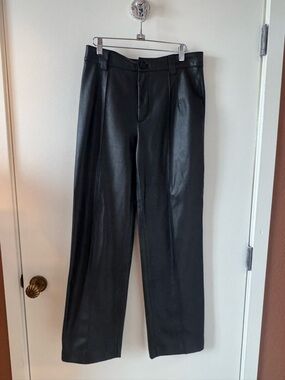 Zara Black Faux Leather Straight-Leg Trousers
